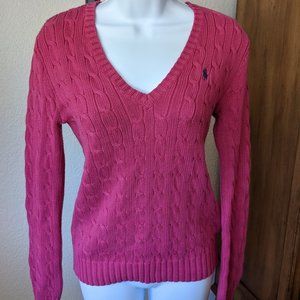 Ralph Lauren Sport pink cable knit cotton sweater